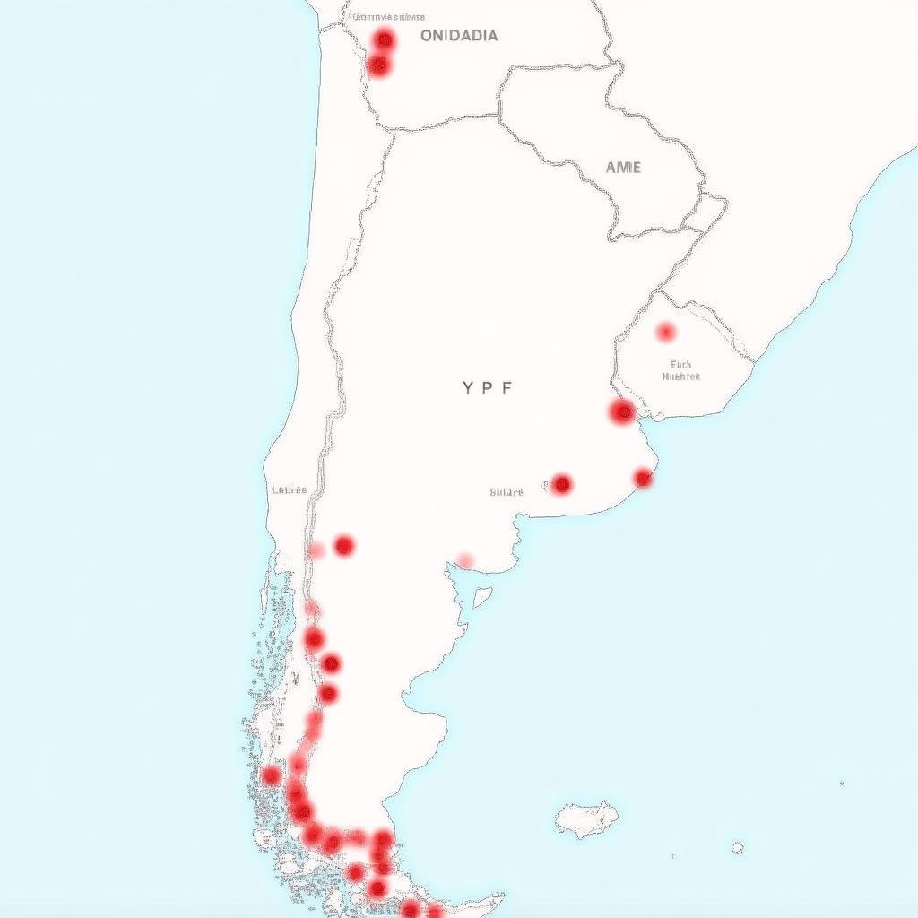 Mapa de estaciones YPF en Argentina